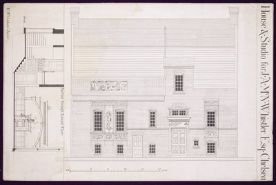 Projekt dla House und Studio dla J.A.M. Whistler Esq, Chelsea, c.1877-78 (patrz także 176477) autorstwa Edward William Godwin
