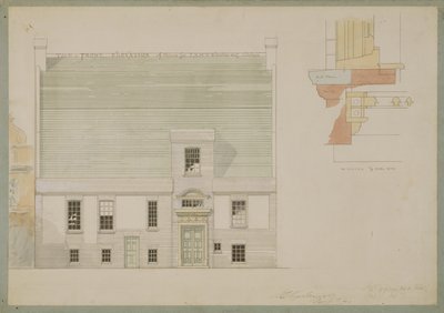 Elewacja frontowa domu dla J.A.M. Whistler Esq, Tite Street, Chelsea, 1877 (pióro i atrament i toaleta na papierze) (patrz także 176476) autorstwa Edward William Godwin