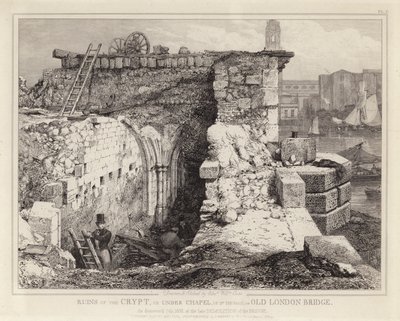 Ruiny kaplicy św. Tomasza na Starym Moście Londyńskim autorstwa Edward William Godwin