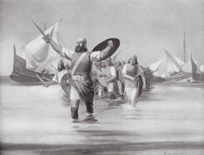Sydończycy lądujący w Kartaginie (litografia) autorstwa Edwin A. Morrow