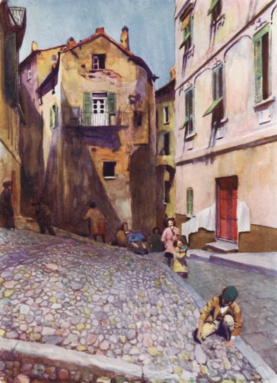 Korsyka: Stare domy, Bastia (kolor lito) autorstwa Edwin Arthur Norbury