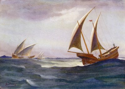 Trzy z jego spóźnionych statków wpłynęły do portu autorstwa Edwin Arthur Norbury