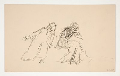 Angelo i Isabella (studium na .1104) - Akt II, Scena IV, Miarka za miarkę autorstwa Edwin Austin Abbey
