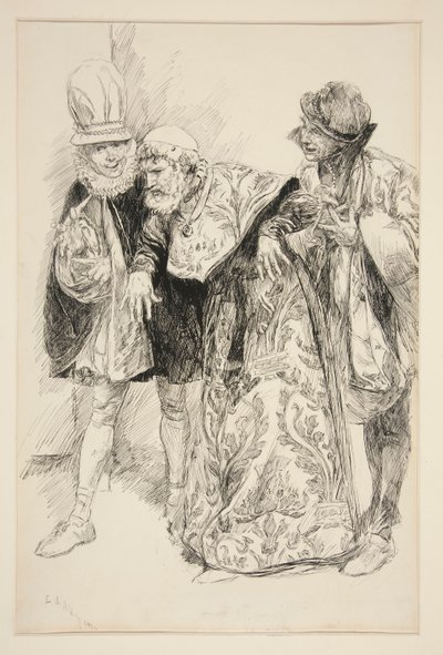 Protesty baptystów, ilustracja do aktu I, scena i, Poskromienie złośnicy autorstwa Edwin Austin Abbey