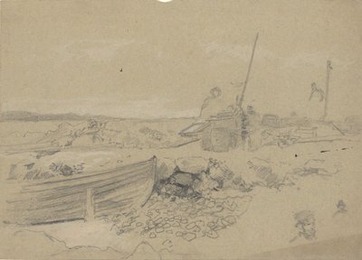 Scena na plaży z dory autorstwa Edwin Austin Abbey
