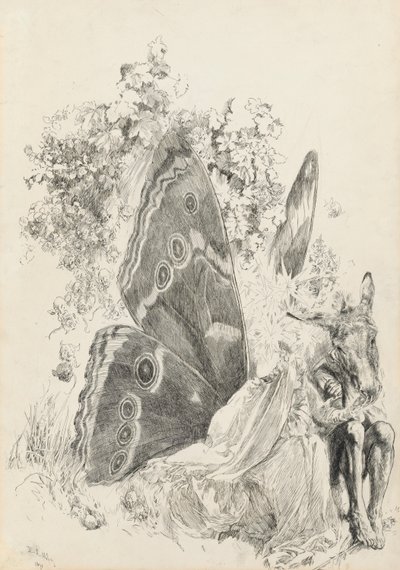 Bottom and Titania, ilustracja do Nocy przesilenia letniej autorstwa Edwin Austin Abbey
