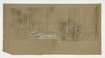Studium kompozycji do The Departure z The Quest of the Holy Graal (seria piętnastu obrazów dla Biblioteki Publicznej w Bostonie, ukończona w 1901) autorstwa Edwin Austin Abbey
