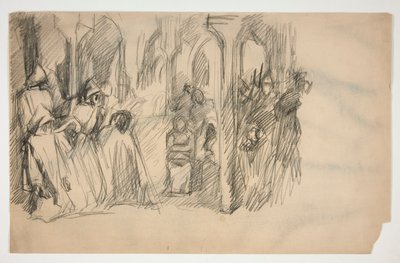Studium kompozycji do serii murali The Quest of the Holy Graal w Bibliotece Publicznej w Bostonie autorstwa Edwin Austin Abbey