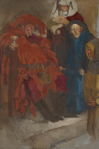 Studium kompozycyjne, prawdopodobnie dla Wesołych kumpel z Windsoru autorstwa Edwin Austin Abbey