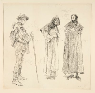 Nudny, Sir Nataniel, Holofernes, z aktu IV, scena II, Miłość autorstwa Edwin Austin Abbey