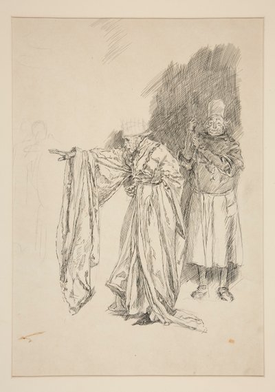 Wczesne studium dla króla - Akt II, Scena III, Wszystko autorstwa Edwin Austin Abbey