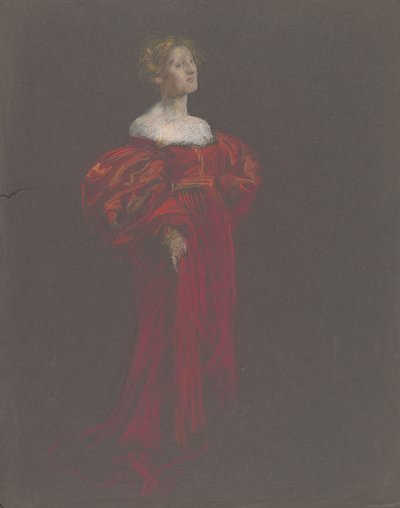Kobieca postać w kolorze niebieskim i różowym. autorstwa Edwin Austin Abbey