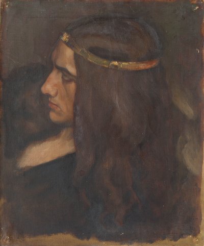 Studium postaci Hamleta, do Sceny zabawy w Hamlecie, akt III, scena II autorstwa Edwin Austin Abbey