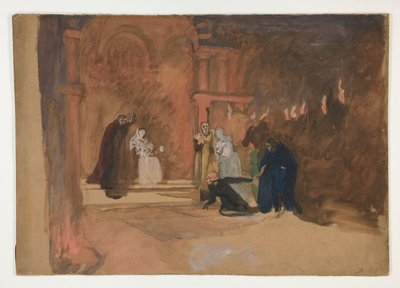 Scena rysunkowa. Mała wioska? autorstwa Edwin Austin Abbey
