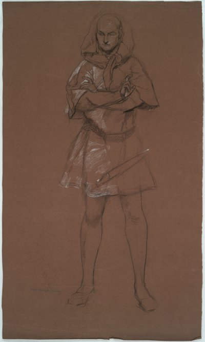 Studium postaci. Człowiek w średniowiecznym stroju. Ewentualnie studium dla autorstwa Edwin Austin Abbey