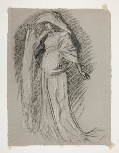 Studium postaci dla Zamku Dziewic, z The Quest of the Holy Graal (seria piętnastu obrazów dla Biblioteki Publicznej w Bostonie, ukończona w 1901) autorstwa Edwin Austin Abbey