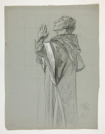 Studium postaci dla króla Artura autorstwa Edwin Austin Abbey