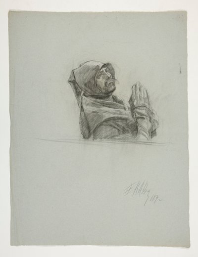 Studium postaci dla króla Artura autorstwa Edwin Austin Abbey