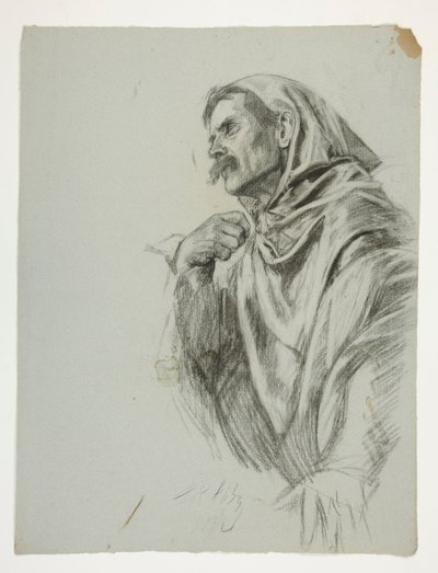 Studium postaci dla króla Artura autorstwa Edwin Austin Abbey