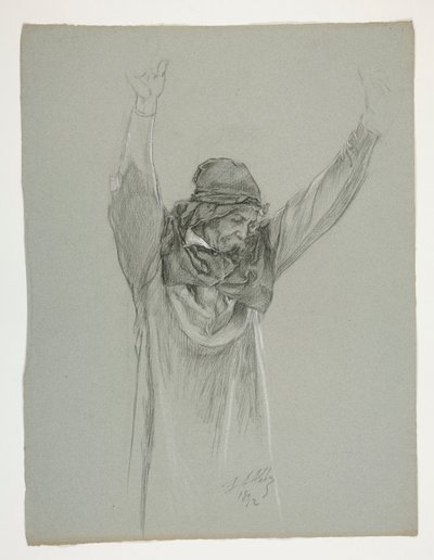 Studium postaci dla króla Artura autorstwa Edwin Austin Abbey