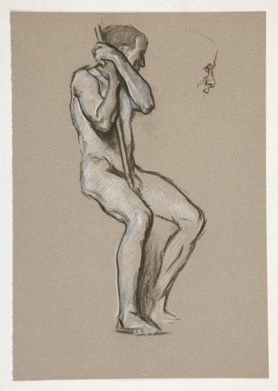 Studium postaci dla The Spirit of Vulcan, Genius of the Workers in Iron and Steel, capitol rotunda, Harrisburg, Pensylwania autorstwa Edwin Austin Abbey