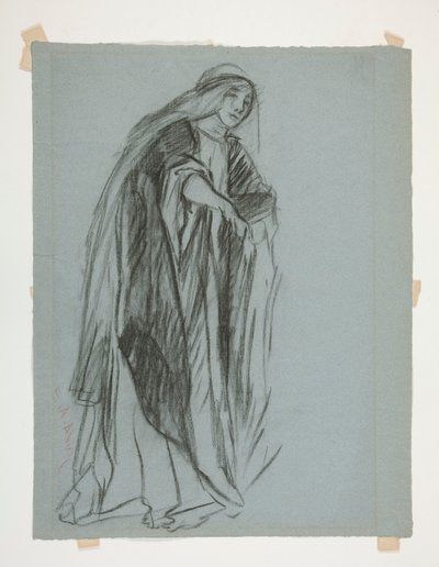 Studium postaci dla Zamku Dziewic(?), z The Quest of the Holy Graal (seria piętnastu obrazów dla Biblioteki Publicznej w Bostonie, ukończona w 1901) autorstwa Edwin Austin Abbey