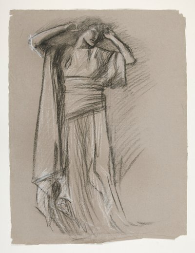 Studium figurowe dla Zamku Dziewic(?), z The Quest of the Holy Graal (seria 15 obrazów dla Biblioteki Publicznej w Bostonie, ukończona w 1901) autorstwa Edwin Austin Abbey