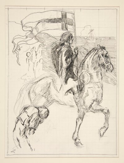 Galahad odchodzi, studium do The Quest of the Holy Graal (seria piętnastu obrazów dla Biblioteki Publicznej w Bostonie, ukończona w 1901) autorstwa Edwin Austin Abbey