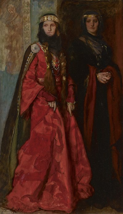 Goneril i Regan w Królu Lear, akcie I, scena I, 1902 autorstwa Edwin Austin Abbey