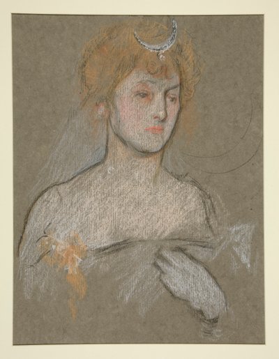 Głowa i ramiona kobiety, portret koronacyjny Edwarda VII autorstwa Edwin Austin Abbey