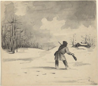 Łowca w śniegu autorstwa Edwin Austin Abbey