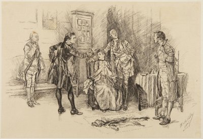 Ilustracja do She Stoops to Conquer Goldsmitha: „Czy dobrze pan zrobił, pomagając ośmieszyć mnie?” autorstwa Edwin Austin Abbey