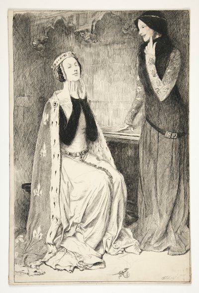 Katarzyna i Alicja - Akt III, Scena V, Król Henryk V autorstwa Edwin Austin Abbey