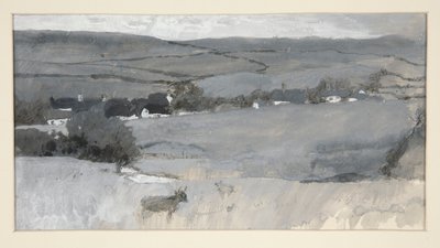 Krajobraz z krową na pierwszym planie autorstwa Edwin Austin Abbey