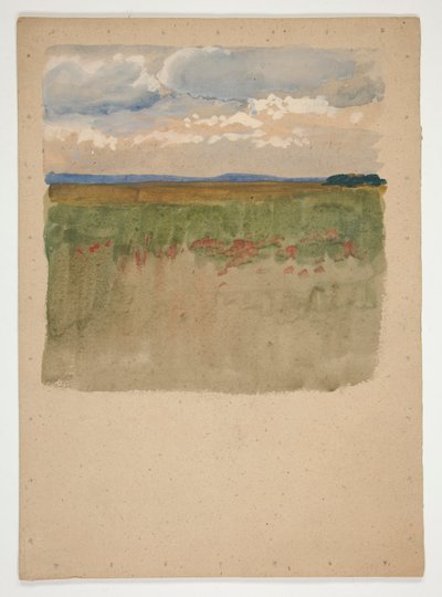 Krajobraz z polem, horyzontem, niebem autorstwa Edwin Austin Abbey