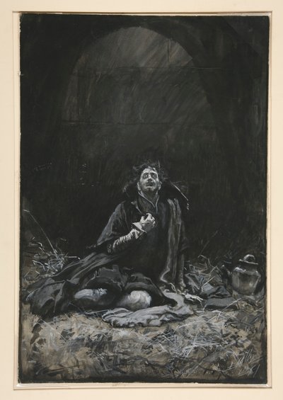 Malvolio w lochach, ilustracja do Aktu III, Scena IV, Trzech Wieczór autorstwa Edwin Austin Abbey
