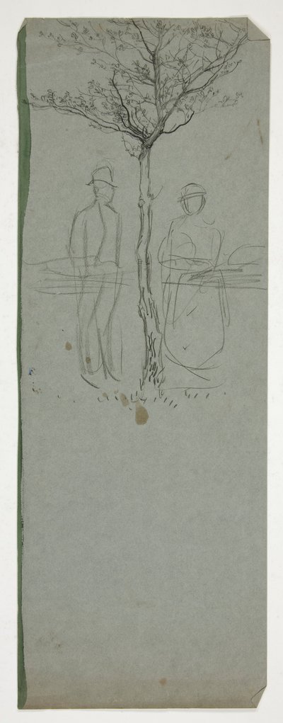 Mężczyzna i kobieta pod drzewem - (niezidentyfikowana ilustracja) autorstwa Edwin Austin Abbey