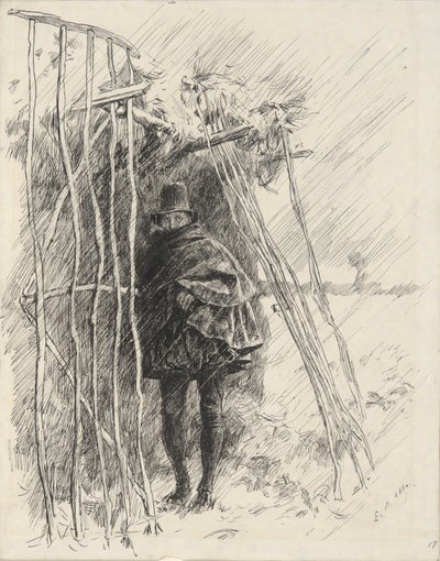 Człowiek w deszczu, studium dla ilustracji do autorstwa Edwin Austin Abbey