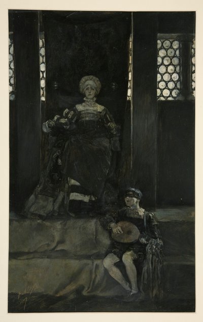 Mariana i śpiew chłopca - Akt III, Scena I, Miarka za miarkę autorstwa Edwin Austin Abbey