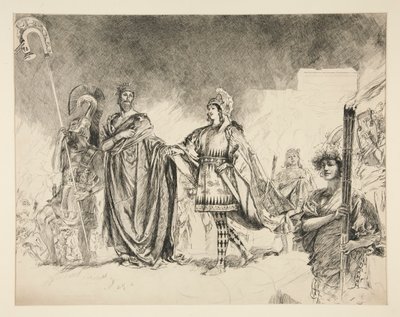 Poranek Weselny Tezeusza i Hippolity (badanie dla .1036) - Wchodzi Tezeusz, z nocy letniej autorstwa Edwin Austin Abbey
