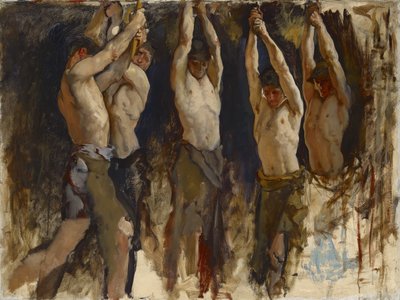 Mężczyźni w kowadle, studium dla The Spirit of Vulcan, c.1904-8 autorstwa Edwin Austin Abbey