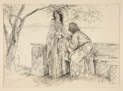 Miranda i Ferdynand, ilustracja do aktu V, scena I, Burza autorstwa Edwin Austin Abbey
