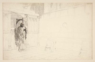 Wstępny szkic do Wesołych żon z Windsoru autorstwa Edwin Austin Abbey