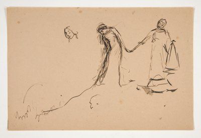 Wstępny szkic Heleny i Lafeu do aktu IV, scena III, All autorstwa Edwin Austin Abbey
