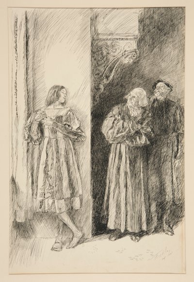Proteusz i Antonio, z aktu I, scena III, Dwóch dżentelmenów z Werony autorstwa Edwin Austin Abbey