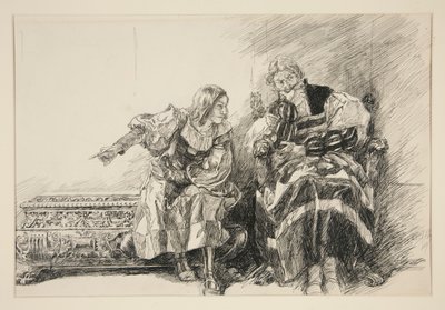 Proteusz i książę, z aktu III, scena I, Dwóch dżentelmenów z Werony autorstwa Edwin Austin Abbey