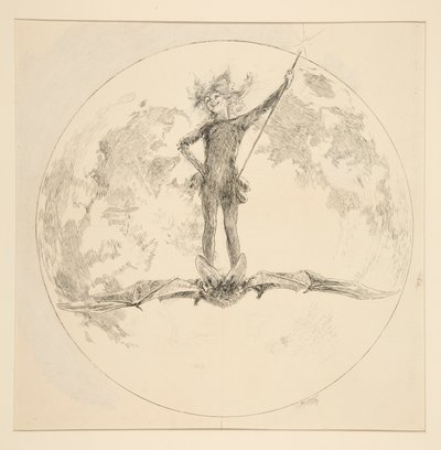 Puck, ilustracja do aktu II, scena II, Noc świętojańska autorstwa Edwin Austin Abbey