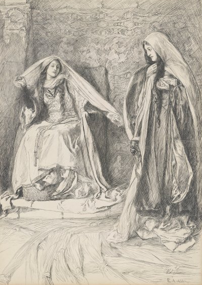 Rebecca i Rowena, ilustracja dla Ivanhoe autorstwa Edwin Austin Abbey