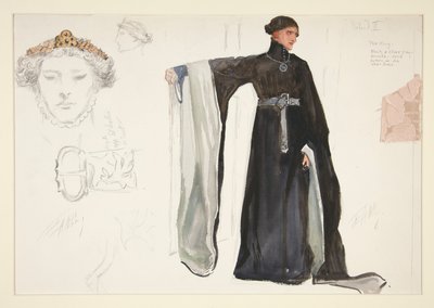 Ryszard II (w czerni), szkic kostiumu dla Henry