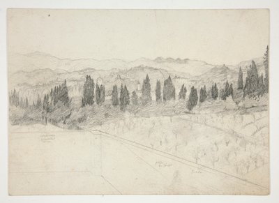 Pejzaż rzymski(?) widziany z balkonu (recto); Pejzaż morski (verso) autorstwa Edwin Austin Abbey